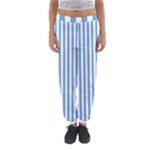 Vertical Stripes - White and Iceberg Blue Women s Jogger Sweatpants