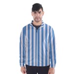 Vertical Stripes - White and Iceberg Blue Wind Breaker (Men)