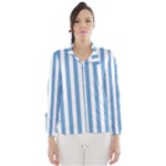 Vertical Stripes - White and Iceberg Blue Wind Breaker (Women)