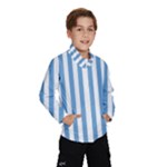 Vertical Stripes - White and Iceberg Blue Wind Breaker (Kids)