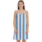 Vertical Stripes - White and Iceberg Blue Women s Reversible Sports Bra with Border