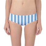 Vertical Stripes - White and Iceberg Blue Classic Bikini Bottoms