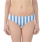 Vertical Stripes - White and Iceberg Blue Hipster Bikini Bottoms