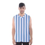 Vertical Stripes - White and Iceberg Blue Men s Basketball Tank Top