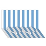 Vertical Stripes - White and Iceberg Blue Twin Heart Bottom 3D Greeting Card (8x4)