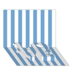 Vertical Stripes - White and Iceberg Blue LOVE Bottom 3D Greeting Card (7x5)