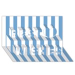 Vertical Stripes - White and Iceberg Blue Best Wish 3D Greeting Card (8x4)
