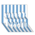 Vertical Stripes - White and Iceberg Blue Miss You 3D Greeting Card (7x5)