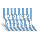 Vertical Stripes - White and Iceberg Blue Merry Xmas 3D Greeting Card (8x4)