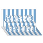 Vertical Stripes - White and Iceberg Blue Congrats Graduate 3D Greeting Card (8x4)