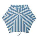 Vertical Stripes - White and Iceberg Blue Mini Umbrella