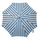 Vertical Stripes - White and Iceberg Blue Hook Handle Umbrella (Medium)