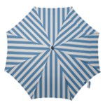 Vertical Stripes - White and Iceberg Blue Hook Handle Umbrella (Small)
