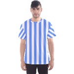 Vertical Stripes - White and Cornflower Blue Men s Sport Mesh Tee