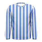 Vertical Stripes - White and Cornflower Blue Men s Long Sleeve T-shirt