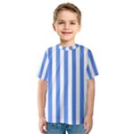Vertical Stripes - White and Cornflower Blue Kid s Sport Mesh Tee