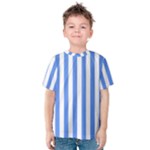 Vertical Stripes - White and Cornflower Blue Kid s Cotton Tee