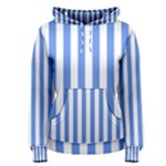 Vertical Stripes - White and Cornflower Blue Women s Pullover Hoodie