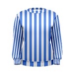 Vertical Stripes - White and Cornflower Blue Women s Sweatshirt