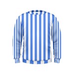 Vertical Stripes - White and Cornflower Blue Kid s Sweatshirt