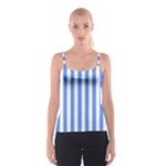Vertical Stripes - White and Cornflower Blue Spaghetti Strap Top