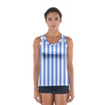 Vertical Stripes - White and Cornflower Blue Women s Sport Tank Top