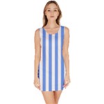 Vertical Stripes - White and Cornflower Blue Bodycon Dress