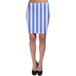 Vertical Stripes - White and Cornflower Blue Bodycon Skirt