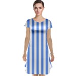 Vertical Stripes - White and Cornflower Blue Cap Sleeve Nightdress