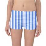 Vertical Stripes - White and Cornflower Blue Boyleg Bikini Bottoms