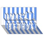 Vertical Stripes - White and Cornflower Blue Happy Birthday 3D Greeting Card (8x4)