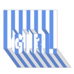 Vertical Stripes - White and Cornflower Blue GIRL 3D Greeting Card (7x5)