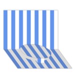 Vertical Stripes - White and Cornflower Blue Circle Bottom 3D Greeting Card (7x5)