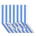 Vertical Stripes - White and Cornflower Blue LOVE Bottom 3D Greeting Card (7x5)