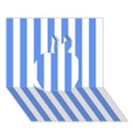 Vertical Stripes - White and Cornflower Blue Apple 3D Greeting Card (7x5)