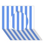 Vertical Stripes - White and Cornflower Blue Circle 3D Greeting Card (7x5)