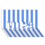 Vertical Stripes - White and Cornflower Blue HUGS 3D Greeting Card (8x4)