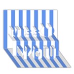 Vertical Stripes - White and Cornflower Blue Miss You 3D Greeting Card (7x5)