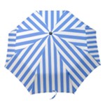 Vertical Stripes - White and Cornflower Blue Folding Umbrella