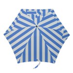 Vertical Stripes - White and Cornflower Blue Mini Umbrella