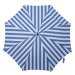 Vertical Stripes - White and Cornflower Blue Hook Handle Umbrella (Medium)