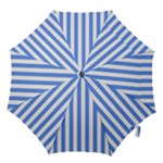 Vertical Stripes - White and Cornflower Blue Hook Handle Umbrella (Small)