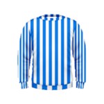 Vertical Stripes - White and Dodger Blue Kid s Sweatshirt
