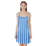 Vertical Stripes - White and Dodger Blue Satin Night Slip