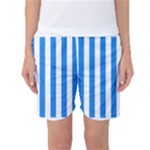 Vertical Stripes - White and Dodger Blue Women s Basketball Shorts