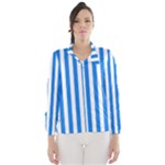 Vertical Stripes - White and Dodger Blue Wind Breaker (Women)