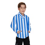 Vertical Stripes - White and Dodger Blue Wind Breaker (Kids)