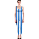 Vertical Stripes - White and Dodger Blue OnePiece Catsuit