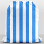 Vertical Stripes - White and Dodger Blue Drawstring Bag (Large)