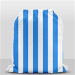 Vertical Stripes - White and Dodger Blue Drawstring Bag (Small)